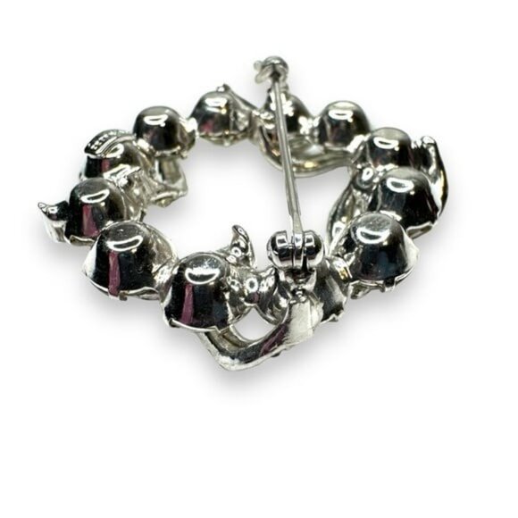 Eisenberg Clear Rhinestone Wreath Brooch Silver Tone Swirl Design Vintage - Picture 10 of 10